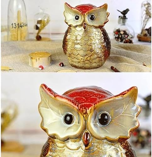 Miniatura 6 de Alcancía para niños, alcancía para niños y niñas y adultos, tarro de dinero de la suerte, alcancía única hecha a mano con búho, lindas monedas de