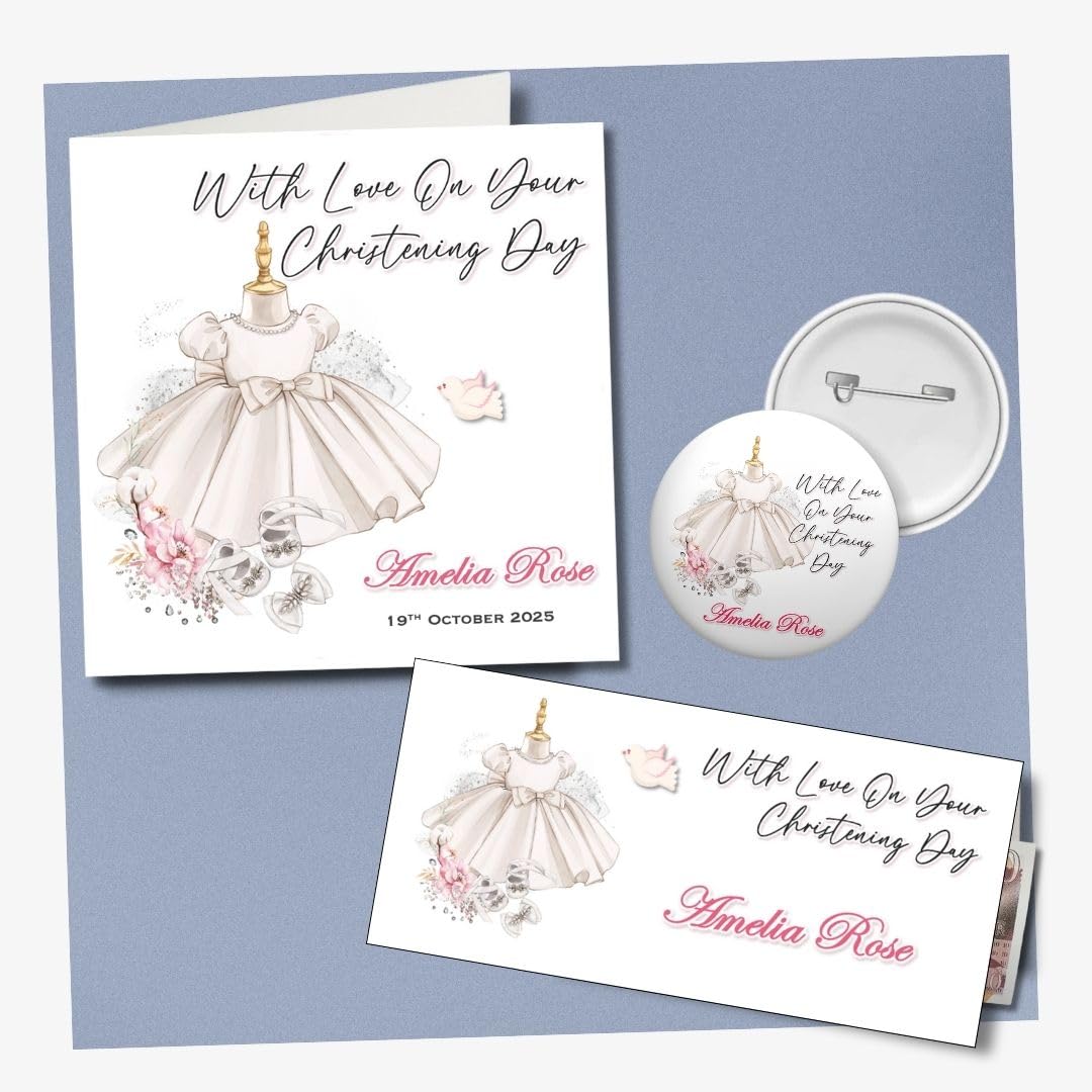 Personalised Christening Card Goddaughter Daughter Granddaughter Niece Sister Girls Congratulations (Large Full Set)