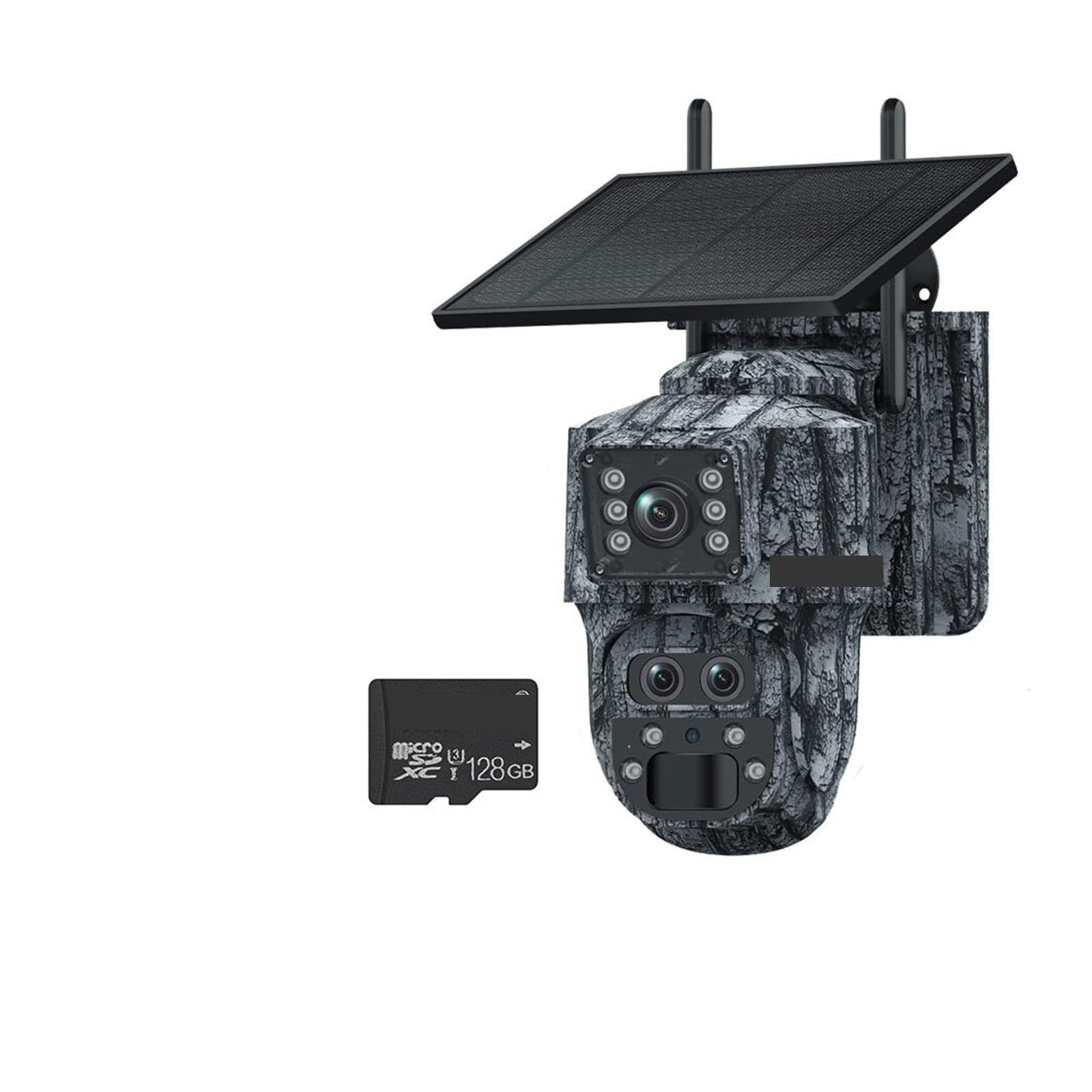 Oshpmbdlyfj 12Mp 4G 128Gb Solar Camera Outdoor 12Mp 6K Dual Screen Wifi / 4G Sim Monitor Ip66 Pir Human Detection Security Camera Camouflage Forest(12Mp 4G 128Gb)