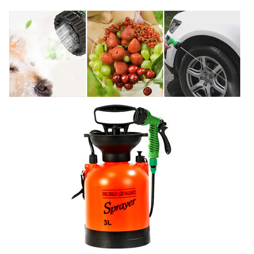 Spruzzatore da giardino, spruzzatore multifunzionale a pressione con pompa da giardino e prato con valvola limitatrice di pressione, tracolla regolabile Irrigatore pneumatico manuale(5L)