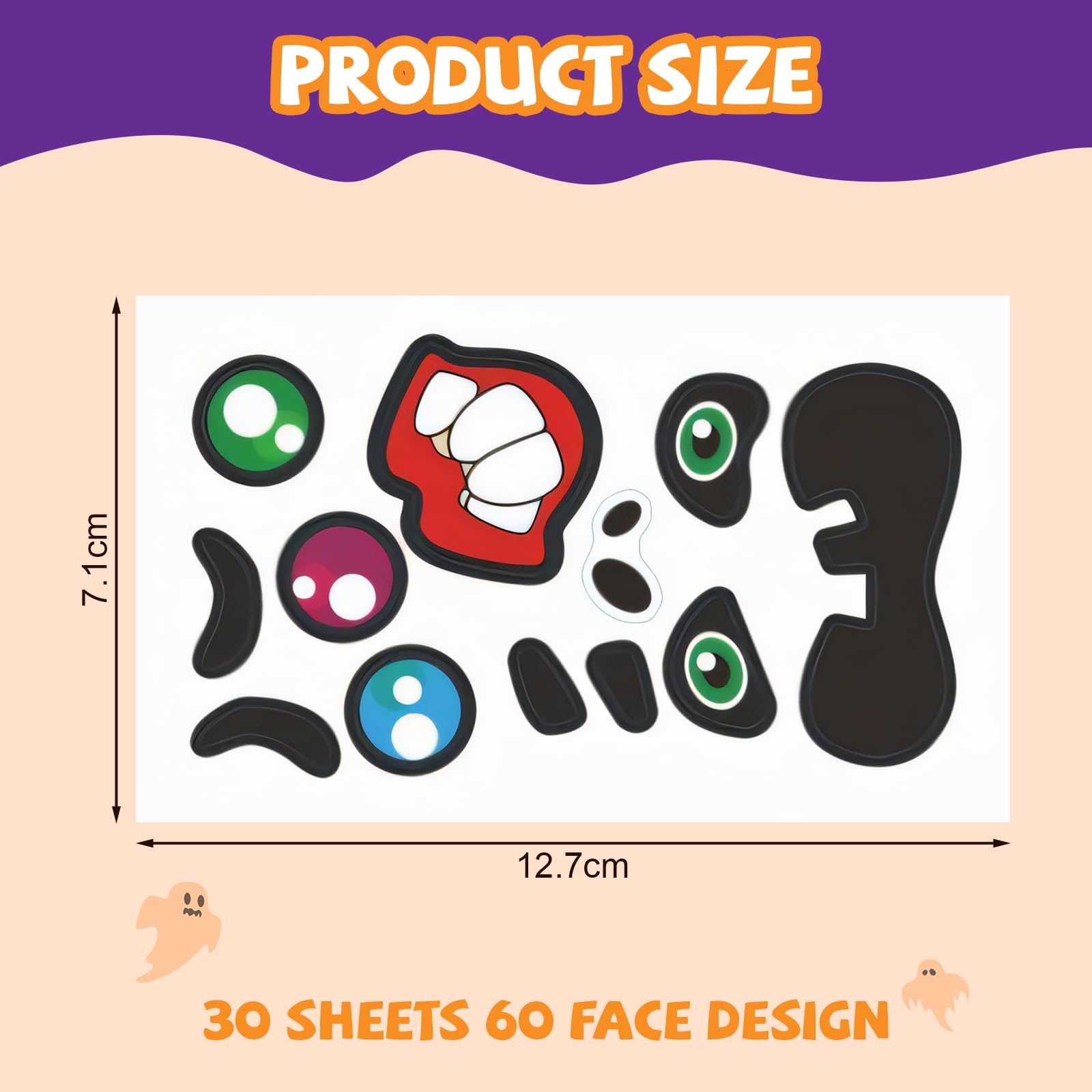 30 Sheets Halloween Pumpkin Stickers Cute Pumpkin Emoticons Pumpkin Face Decorating Stickers Halloween Decorations Trick or Treat Party Favors - Image 2