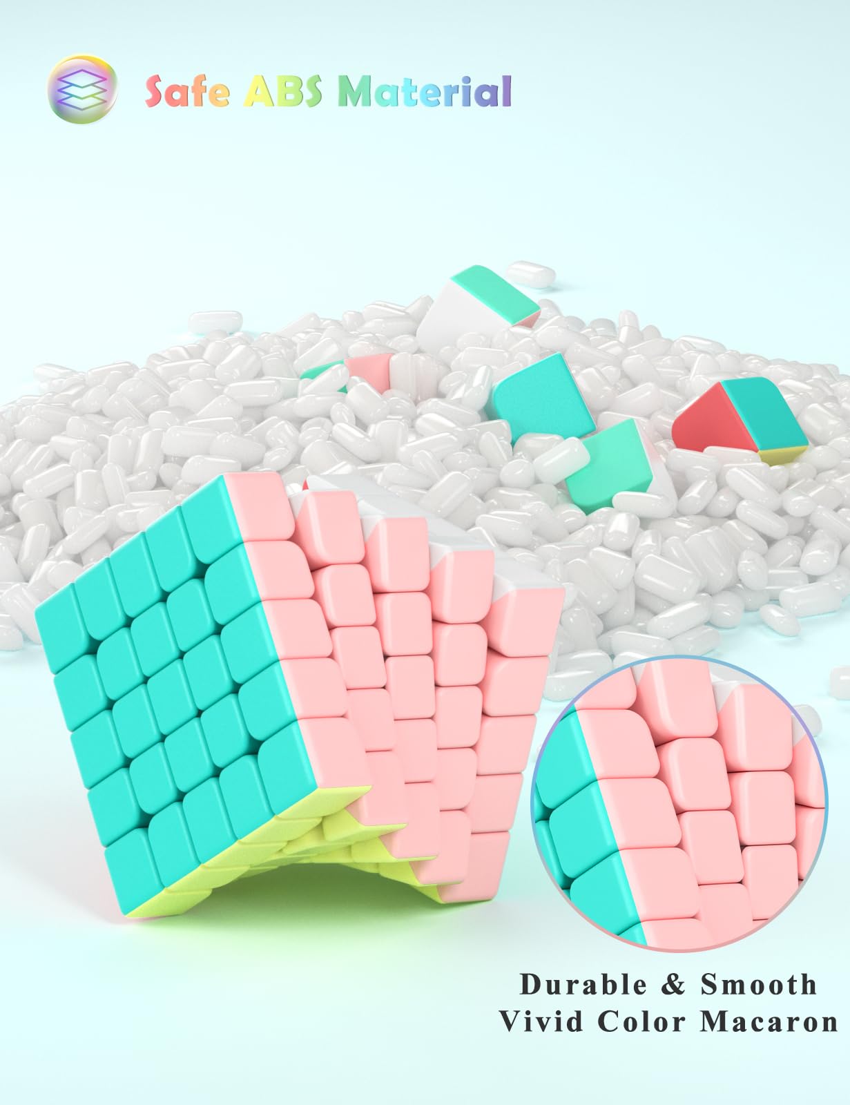 Macaron Magic Cube Speed Cube, Lisse sans Autocollant pour Débutants et Utilisateurs Avancés, Cadeau pour Enfants, Adolescents et Adultes (3x3x3