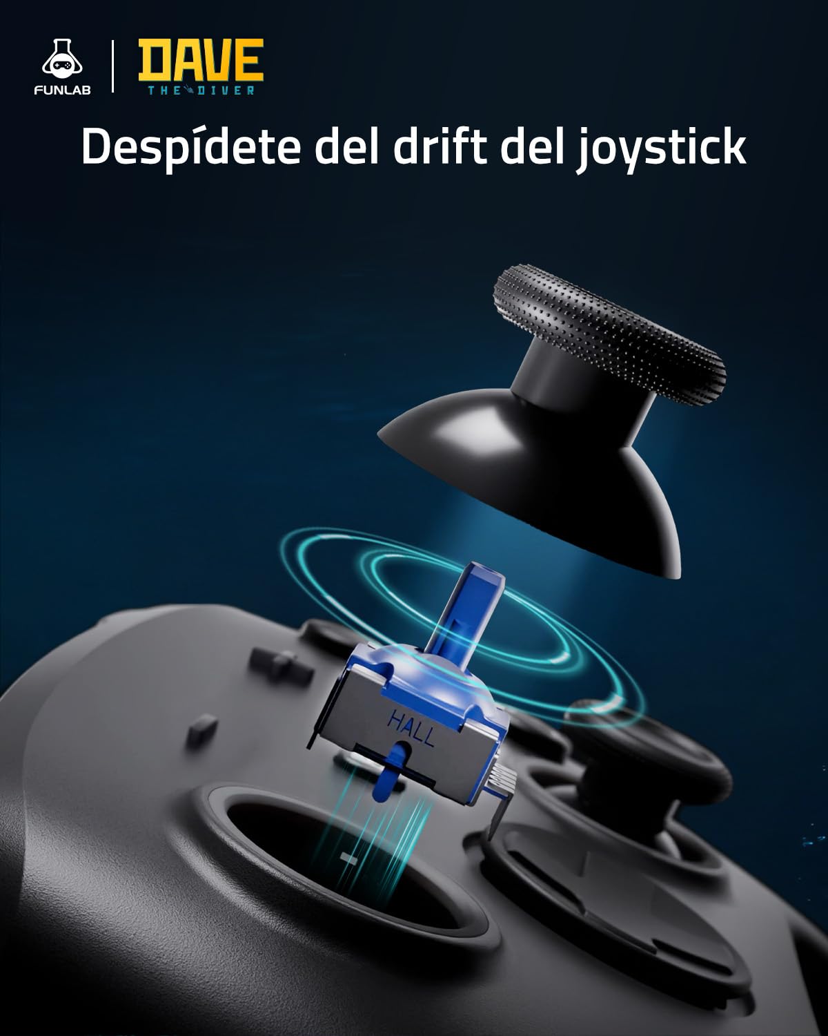 FUNLAB Mando Switch 2 Pro con Base de Carga para Switch /1/OLED/LITE, Licencia Oficial Dave the Diver FF05A-04, Efecto Hall, RGB Reactivo