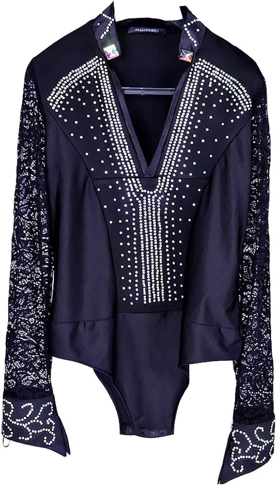 社交ダンス ラテシャツ 衣装 Amazon.co.jp: 男性社交ダンス衣装 競技用 長袖 レース柄 股下