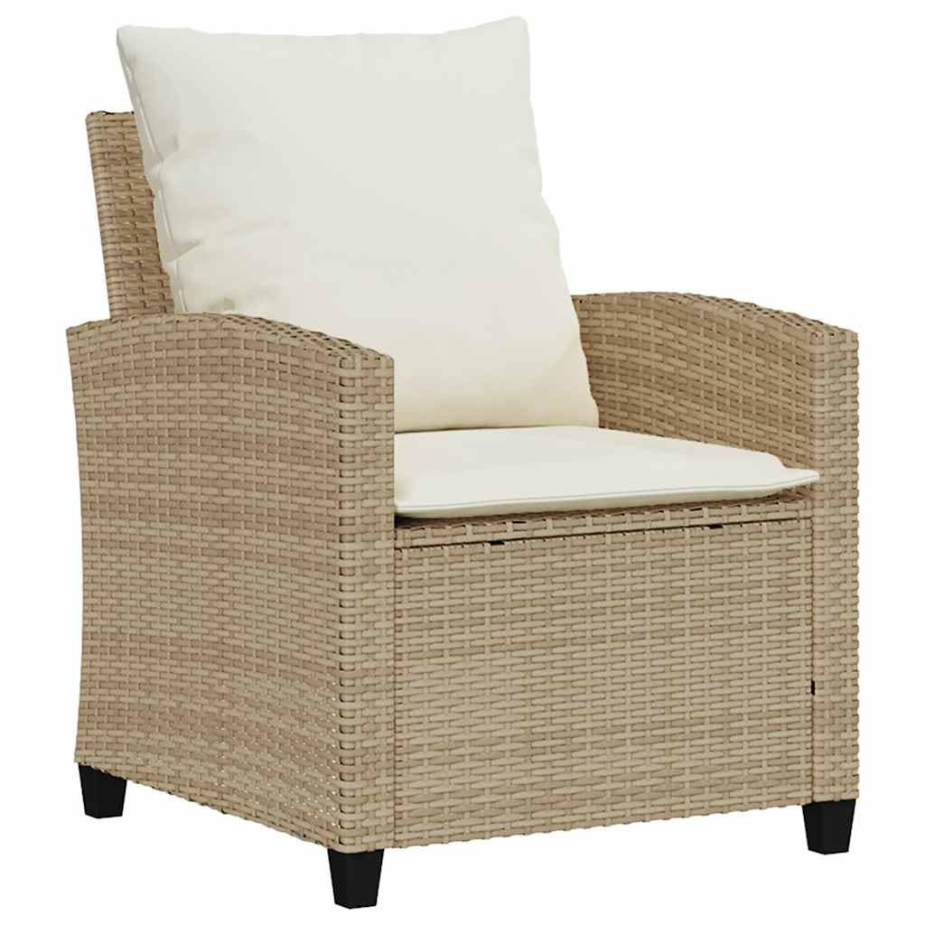 Set Divano da Giardino 4 Pezzi, in Polyrattan e Acciaio, con Cuscini Imbottiti, Design Modulare, Salotto da Giardino Esterno, Divano Esterno per Giardino e Terrazzo,Beige, con 2 Poltrone e 2 Sgabelli