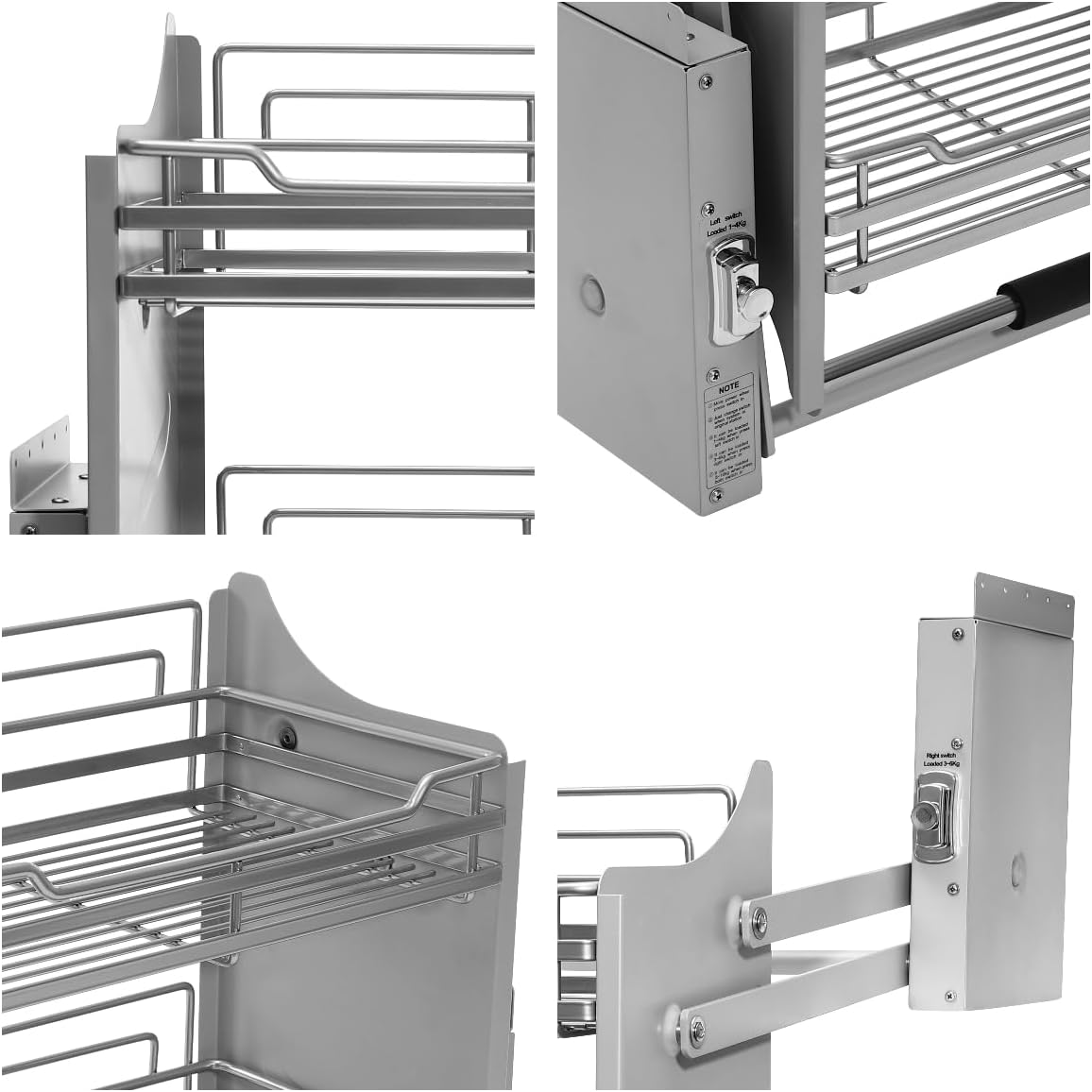 Cabinet Pull-Down Shelf, Pull-Down Dish Rack, 2-Tier Pull down Shelf Organizer for Kitchens Bars Cafes & Storage Rooms