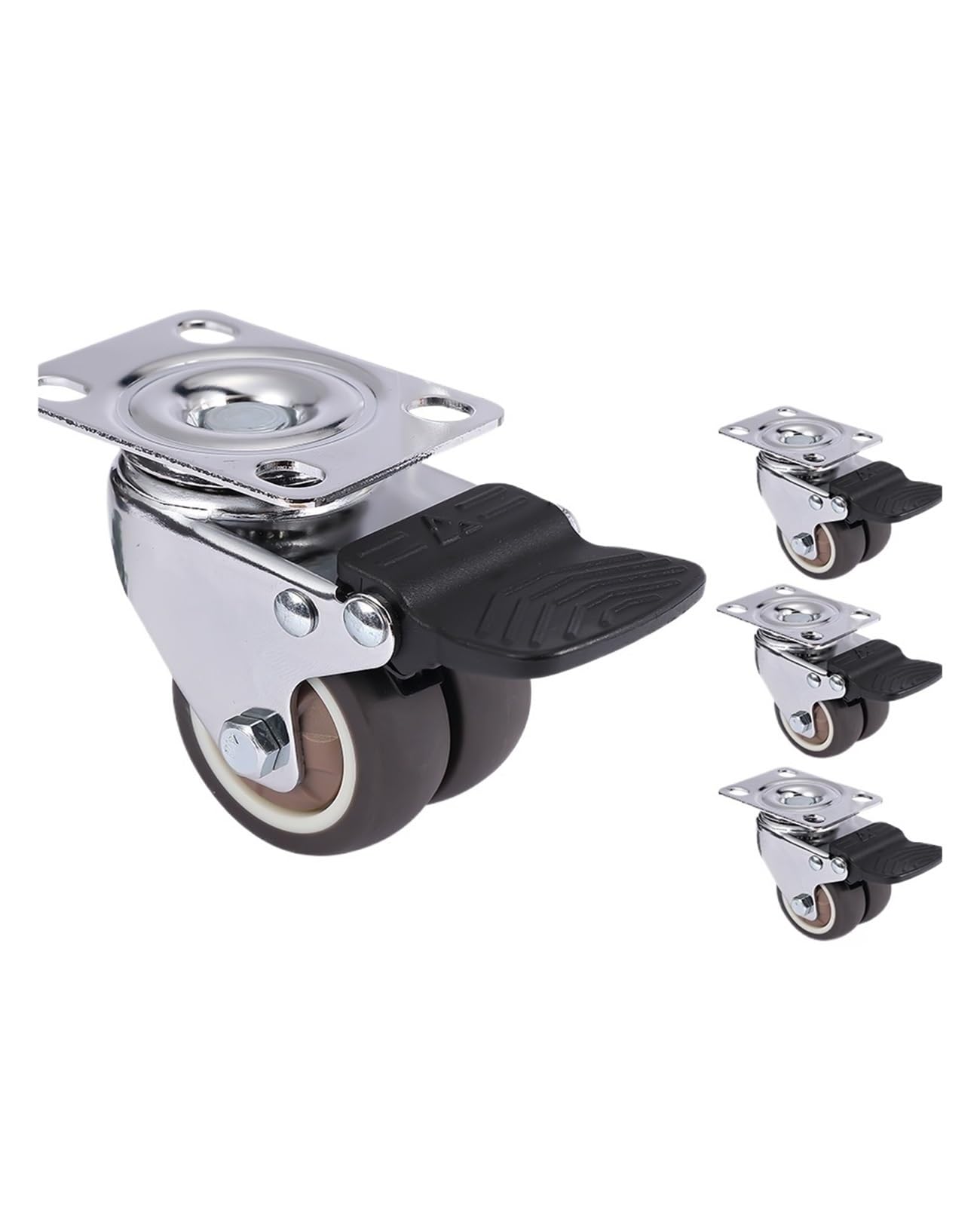 4PCS 1,5" / 2" Möbelrollen Schwenkräder Hochleistungs-Weichgummirollen for Plattformwagen Haushalt(4PCS with brake,1.5 inch)