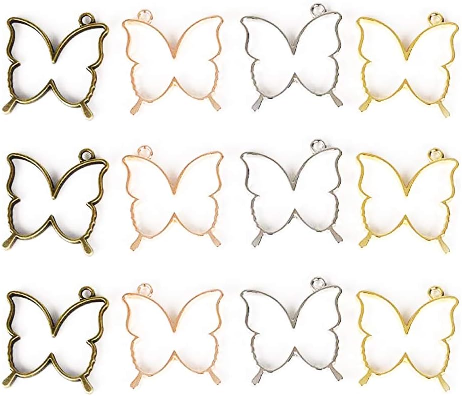 LiQunSweet 20 Pcs Butterfly Shape Open Back Bezel Frame Blank Charms Pendants for DIY UV Resin Epoxy Resin Pressed Flower Jewelry Making DIY Craftings Art Project - 35x32mm