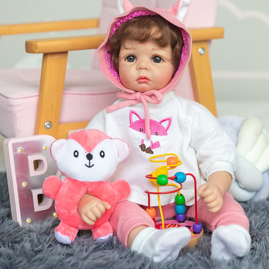 21-Zoll Schlafpuppe für Actionfiguren, Interaktionsspielzeug, bequem gefüllt, für kaukasische, niedliche Puppen mit Augen – Baby Puppen, Silikon Ganzkörper für Anfänger, die wie