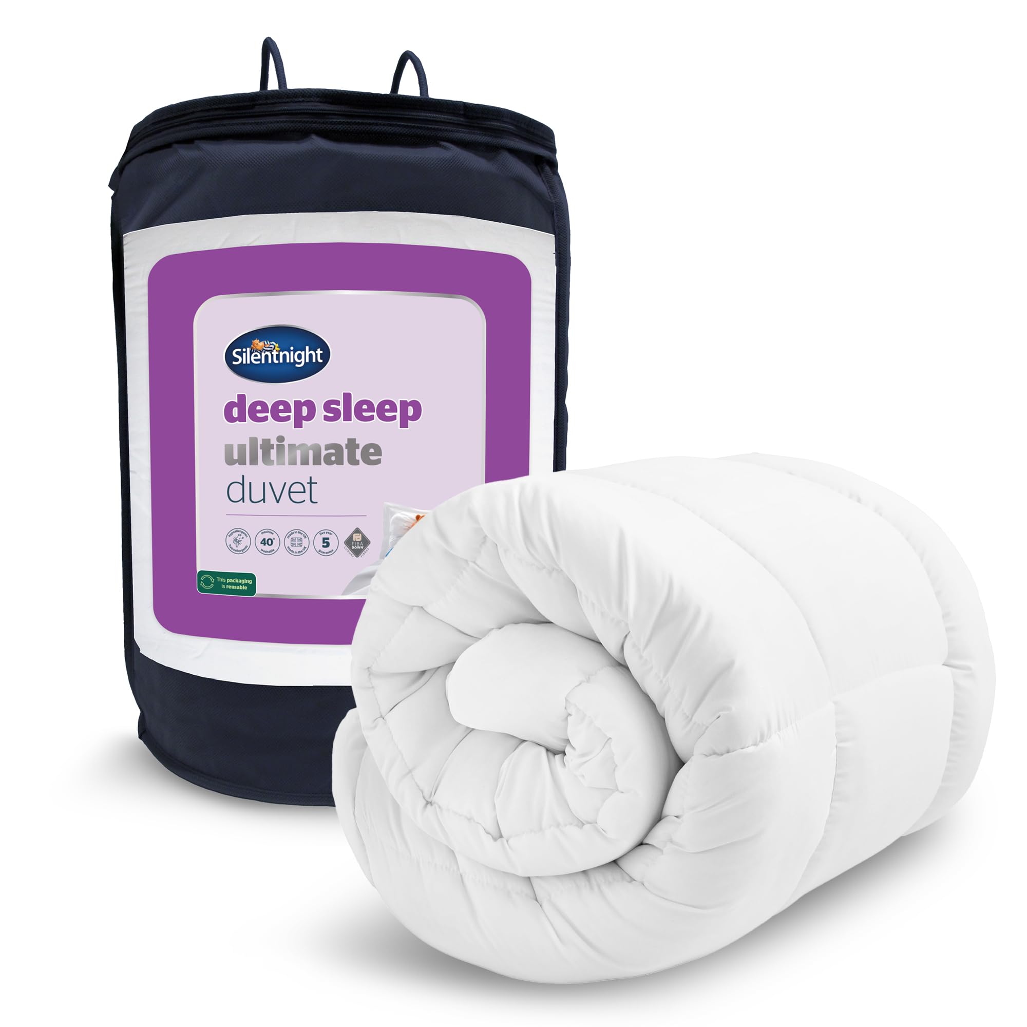 Silentnight Deep Sleep Ultimate 10.5 Tog Duvet - Luxurious Down-Like Fibadown Fibres Bed Quilt - Regulate Body Temperature - All Year Round Comfort - Soft Quilted Cover - Hypoallergenic, Single