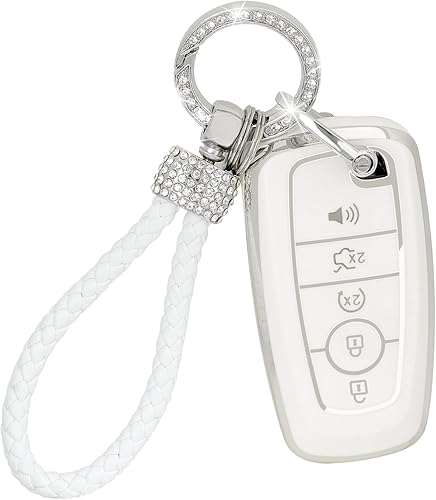 Miniatura 1 de Funda para llavero con cordón brillante, compatible con Bronco Edge Escape Expedition Explorer Fusion Mustang Ranger F150 F250 funda de TPU suave