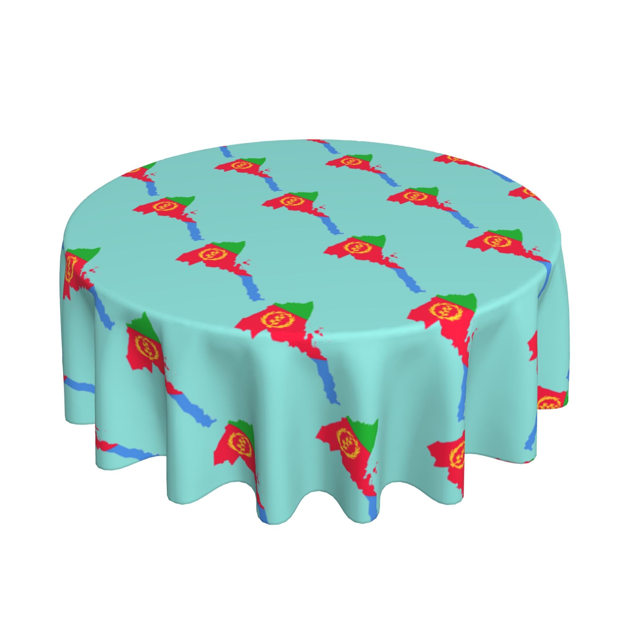 HLBSDM Eritrean Flag map 60" Restaurant Circle Decor Tablecloth Festive Table Cover Round Art Desk Cloth