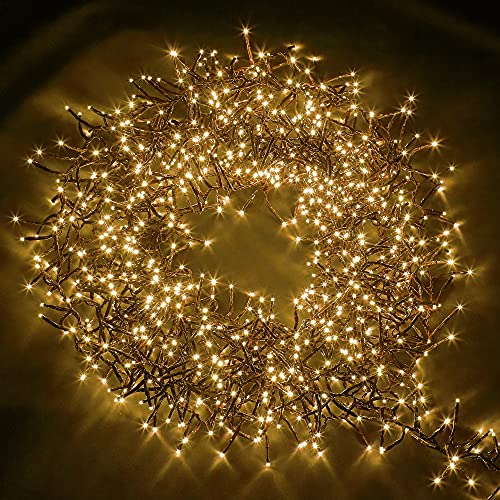 NETTA Christmas Tree Lights Cluster Lights 1000 LED - 8 Hours On Timer 8 Light Modes Plug in Waterproof Indoor & Outdoor Use 1000 LED / 12m Lit Length Warm White