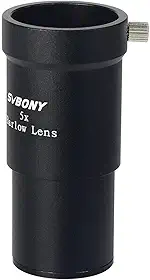SVBONY Lente Barlow para telescópio 5X, acessório de telescópio de 3,5 cm, lente Barlow de banda larga totalmente revestida verde 5X para astronomia e astrofotografia