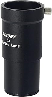SVBONY Telescope Barlow Lenses, 1.25 Inch Telescope Accessory, Fully Metal Multi Coated Broadband Green Film Barlow Lens 5X for Telescope Astronomy Eyepiece