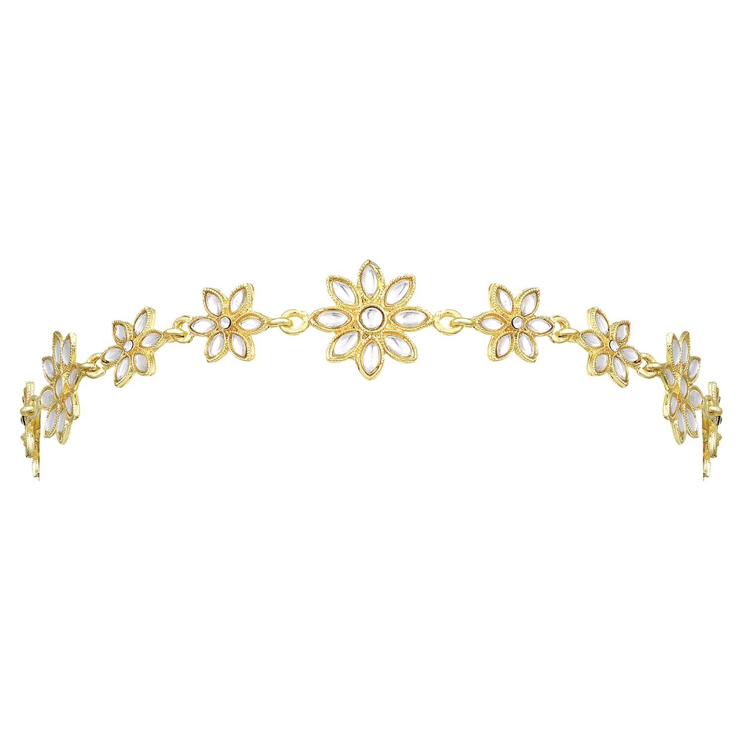 Peora Gold Plated White Kundan Studded Maatha Patti Sheeshphool Hair Accessories Fashion Ethnic Jewellery Gift for Women & Girls (B0C1K6W8VR) Amazon Price History, Amazon Price Tracker