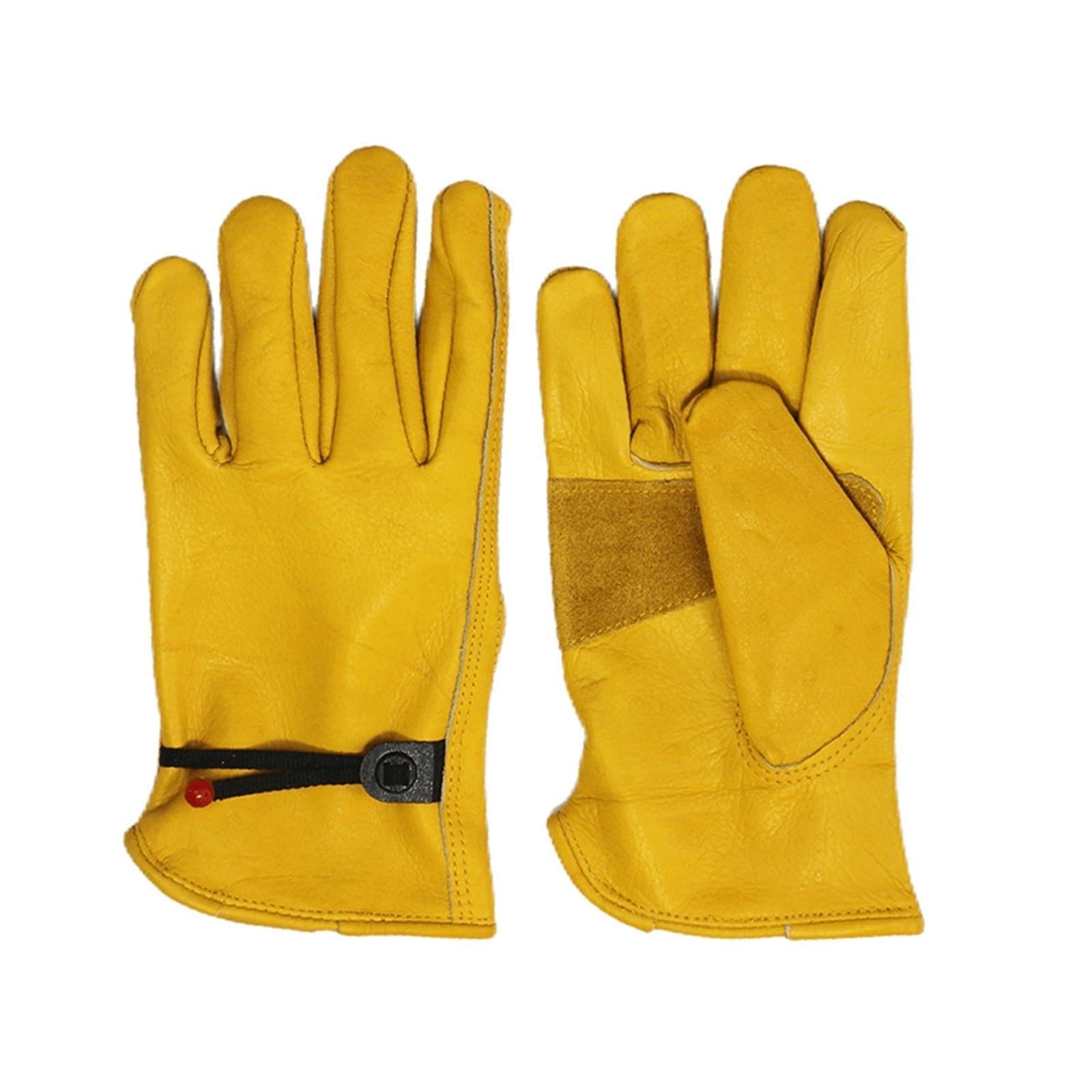 LNHHG Welding Clothes, Cowhide Work Heavy Duty Safety Protective Driver Working Welding Stretchable Mechanic Glove Leather(M)