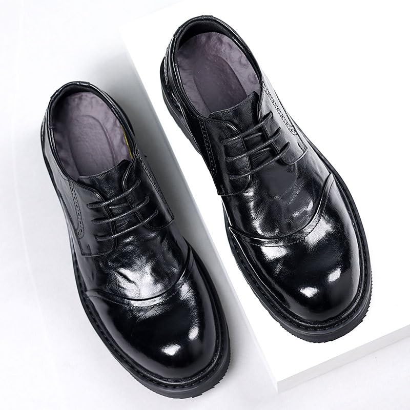 Men's Dress Sneakers Casual Oxford Lace Up Formal Shoes Retro Round Toe Comfortable Lug Sole Non-Slip Lace-Up Shoes Business Work Shoes for Men3