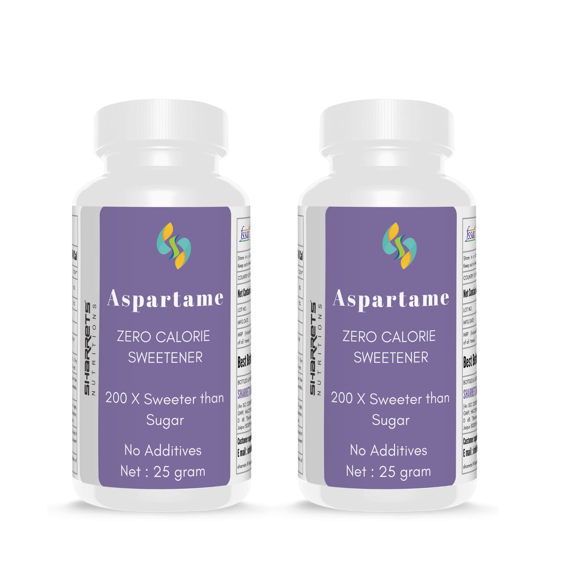 Sharrets Aspartame Powder - Zero-Calorie Table-Top Sweetener (25g x 2)