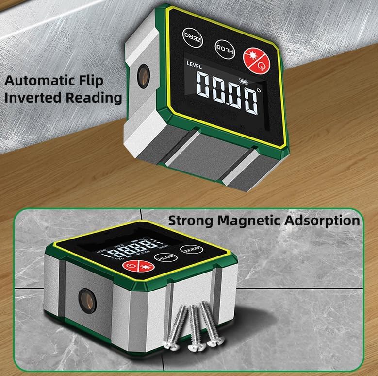 Misuratore angolare digitale magnetico con laser elettronico, strumento di misura angolare, livello digitale con display LCD, spegnimento automatico per misurazioni di precisione (Con Laser)