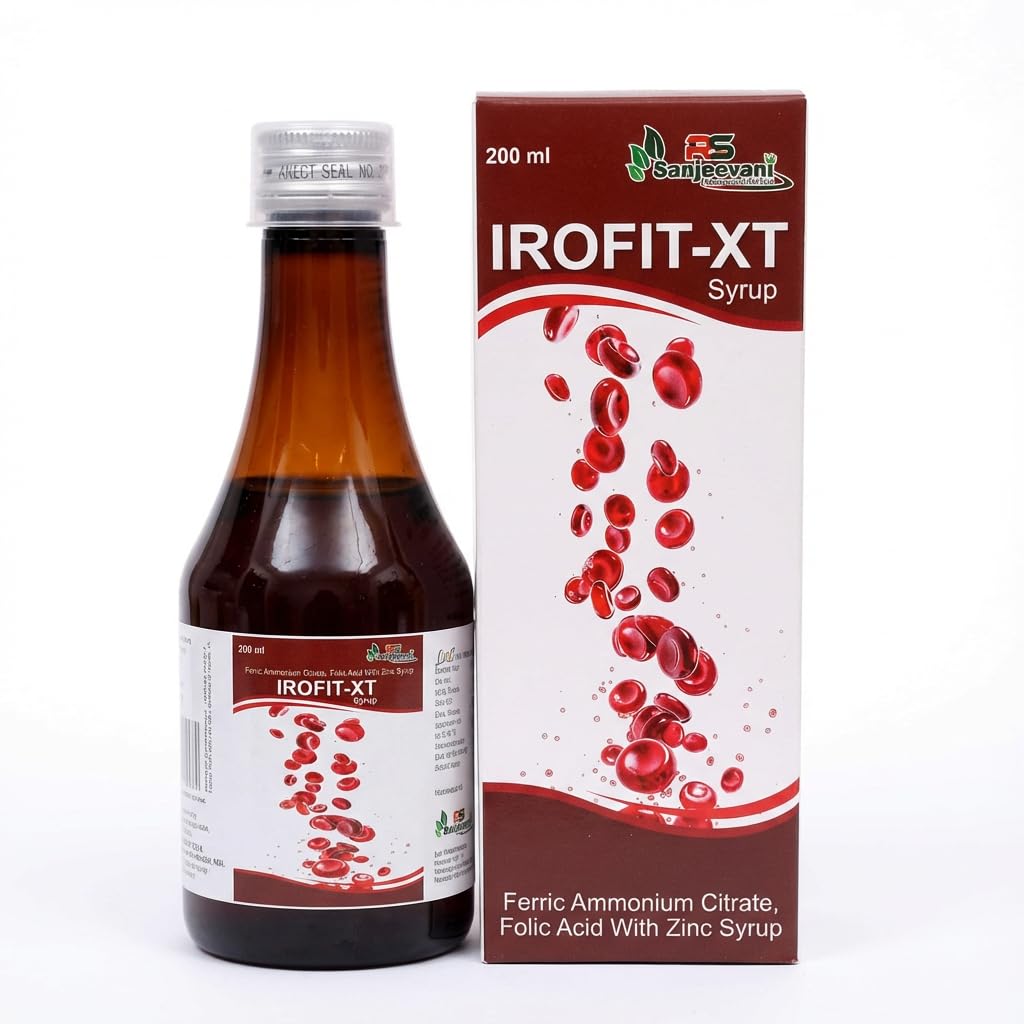 RS Sanjeevani IROFIT-XT Syrup 200ml | Ferric Ammonium Citrate, Folic Acid & Zinc Syrup | Iron Supplement for Hemoglobin Support | Helps Reduce Iron Deficiency & Weakness