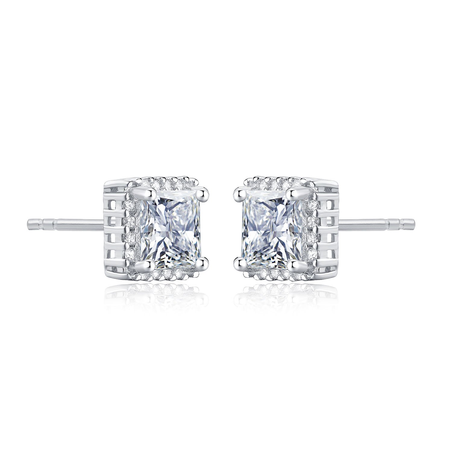Diamond Treats Orecchini Donna in Argento Sterling 925, Orecchini Quadrati con Pietre Zirconi Bianchi, Blu, Verdi o Rossi, Orecchini in Argento 925 con una Confezione Regalo