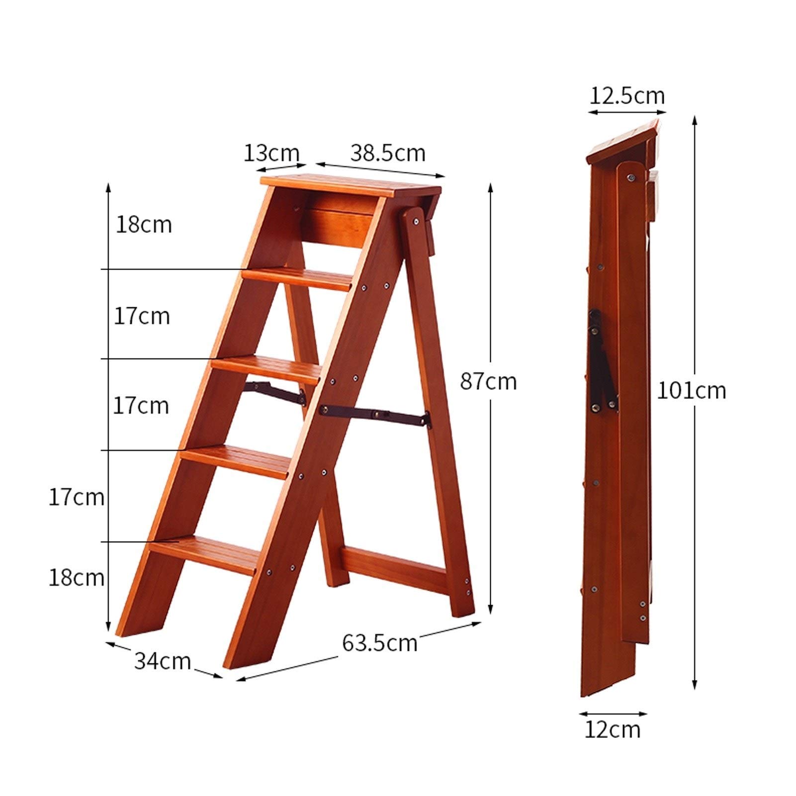 Taburete Plegable con Escalera 5 escalones sillas per Subir al hogar escaleras con Escalera Taburete y Estante Almacenamiento