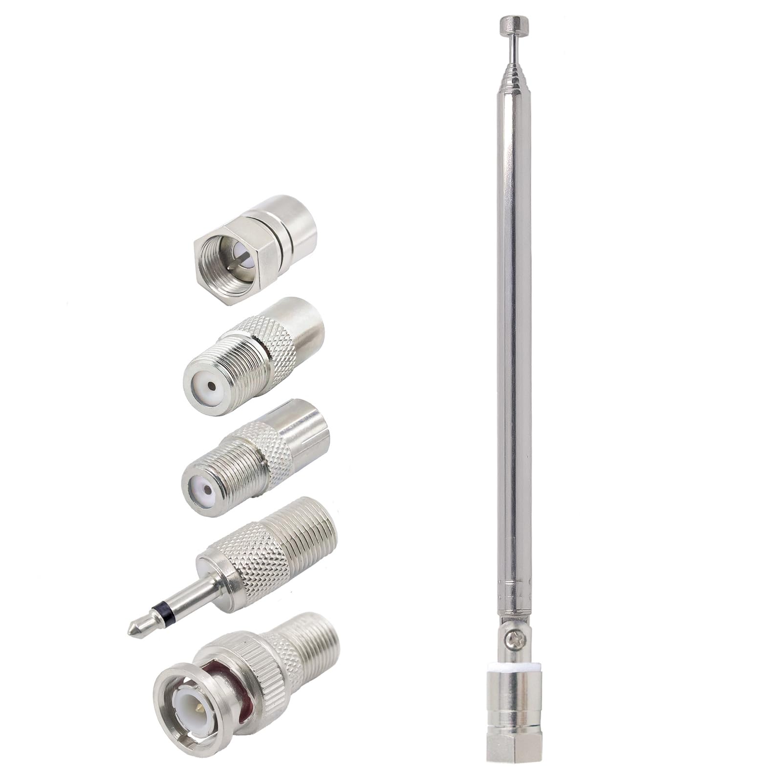 FM Telescopic Radio Antenna Kit F Male Connector Telescopic Antenna Replacement 75 Ohm 7 Sections 30 12Inch for