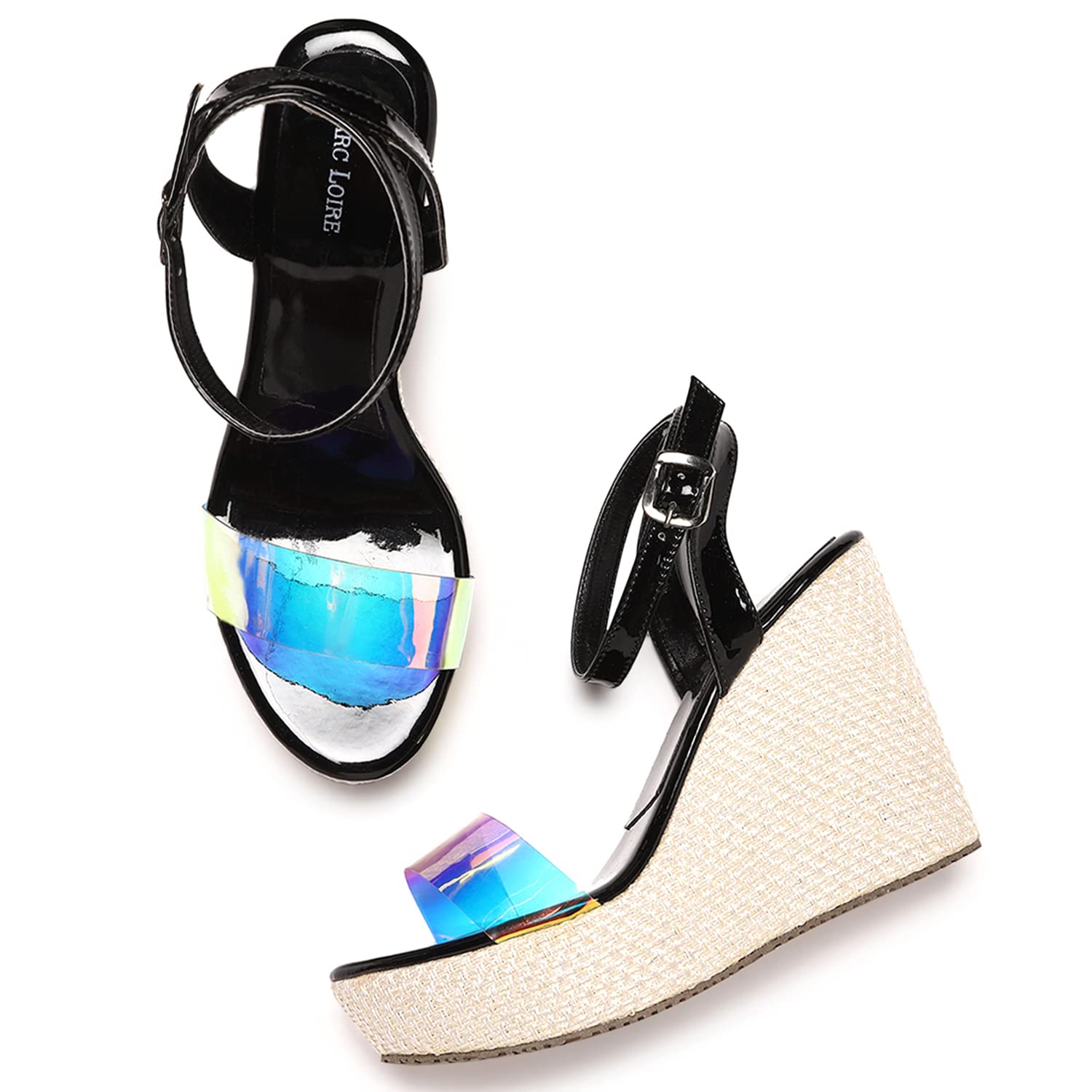 Marc Loire Womens Pair of Black Platform Wedges High Heel Fashion Sandal, UK 5 (B09HXSRMV7) Amazon Price History, Amazon Price Tracker