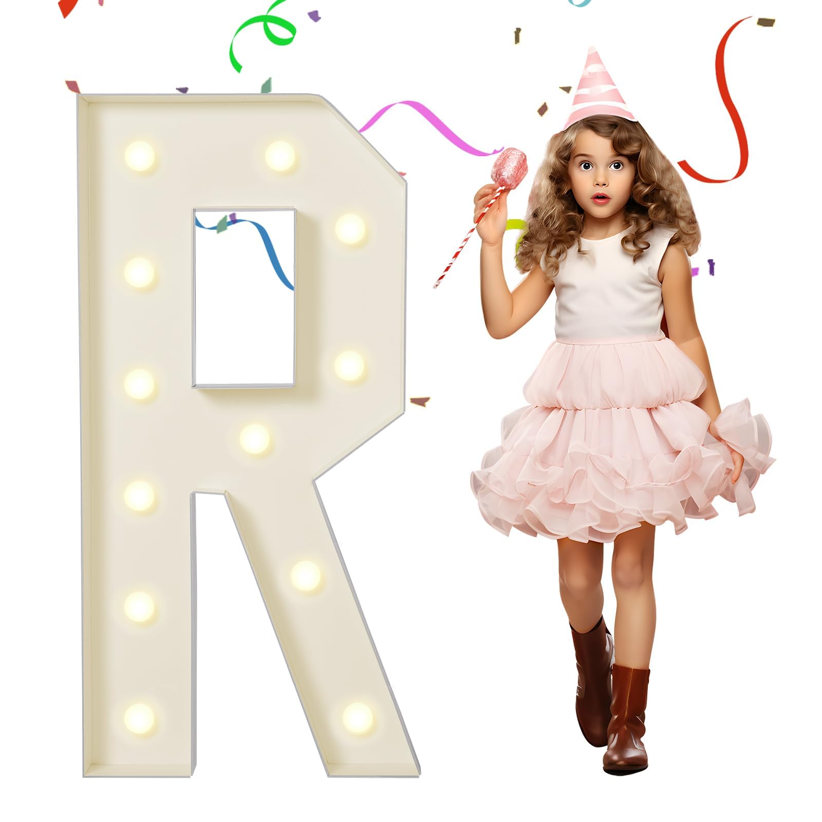3.3FT Warm Glow Marquee Letter Lights R, Giant Light Up Decor Letters Lamps to Brighten Up Kids Rooms, Holiday Parties, Photo Booths, Gender Reveal,100cm/40in