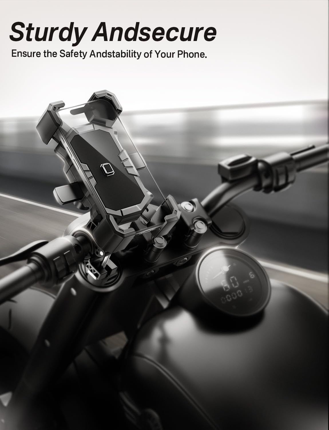 Delobon Bike Phone Holder Handlebar Motorcycle Phone Mount ATV Cell Phone Clamp Scooter Phone Clip for iPhone 15 — view 2