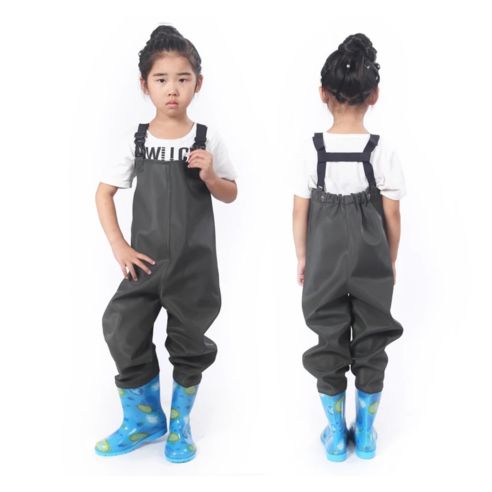 Pantalones de Pesca de Medio Cuerpo para niños, Calzado de Playa, antidesgaste, para Cazar bajo la Lluvia (Verde, Talla 31 UE)