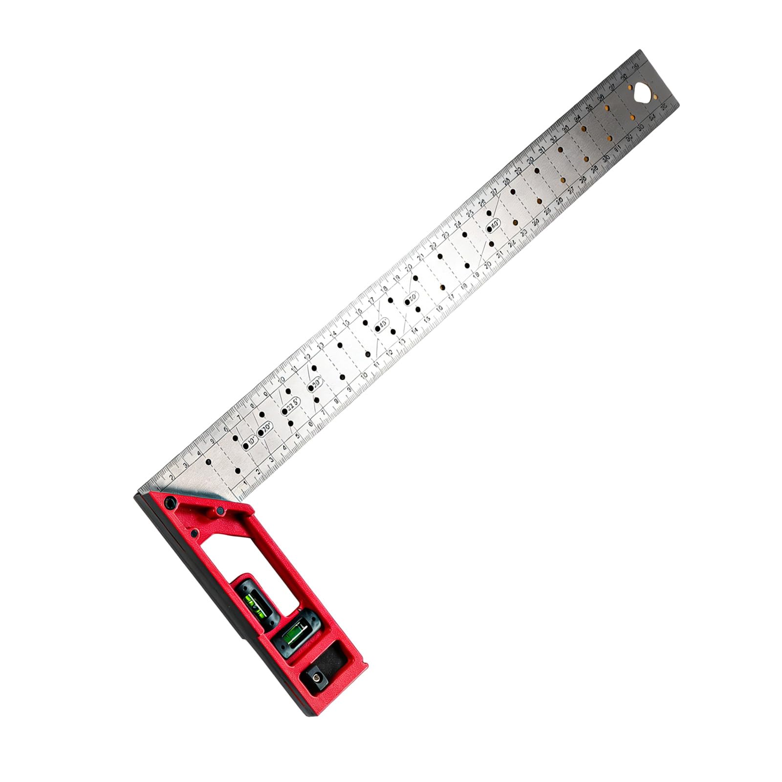 Hzbb Multifunction Marking Square For Woodworking With High Accuracy Lasering Scale Integrated Levels Bubble And Adjustable Positioning Holes Right Angled Ruler