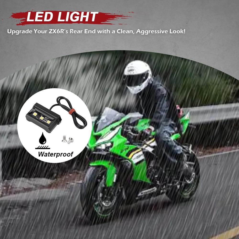 ZX-6R Motorcycle Tidy Tail Fender Eliminator License Plate Bracket Holder For NINJA ZX6R ZX636 ZX-6R 636 2024 2025 Number Plate Bracket Compatible with OEM Turn Signal Light