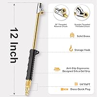 Vista 2 de Mandril de Aire de Doble Cabezal de Alcance Extendido de 12", Conexión de 2 Vías 1/4" FNPT Recto con Bloqueo de Pie en Mandril de Inflado