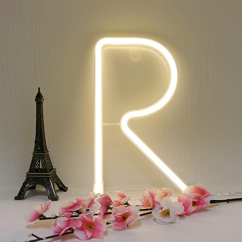 Letrero de neón para decoración de pared con letras del alfabeto, funciona con pilas o USB, para decoración de pared