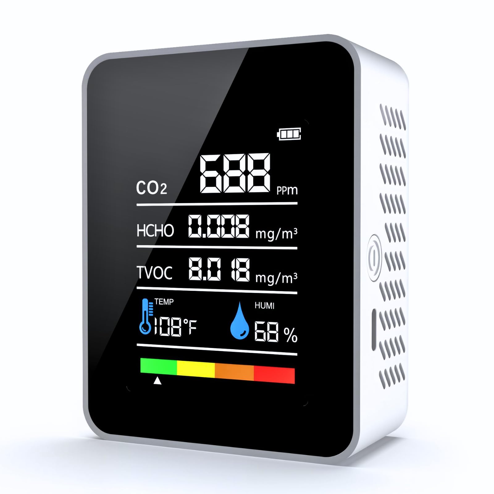 CO2 Detector Air Quality Monitor Indoor, 5-in-1 Formaldehyde/CO2/TVOC/Temperature（℉）/Humidity Detector, Portable Carbon Dioxide Detector, CO2 Monitor,