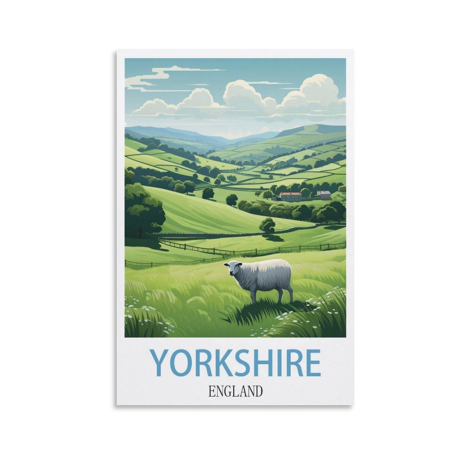 EZMLFA 5D Diamond Art Kits for Beginner,Yorkshire Dales England Crystal Rhinestone Embroidery Craft Kits for Home Wall Decor Gifts, 30x40cm