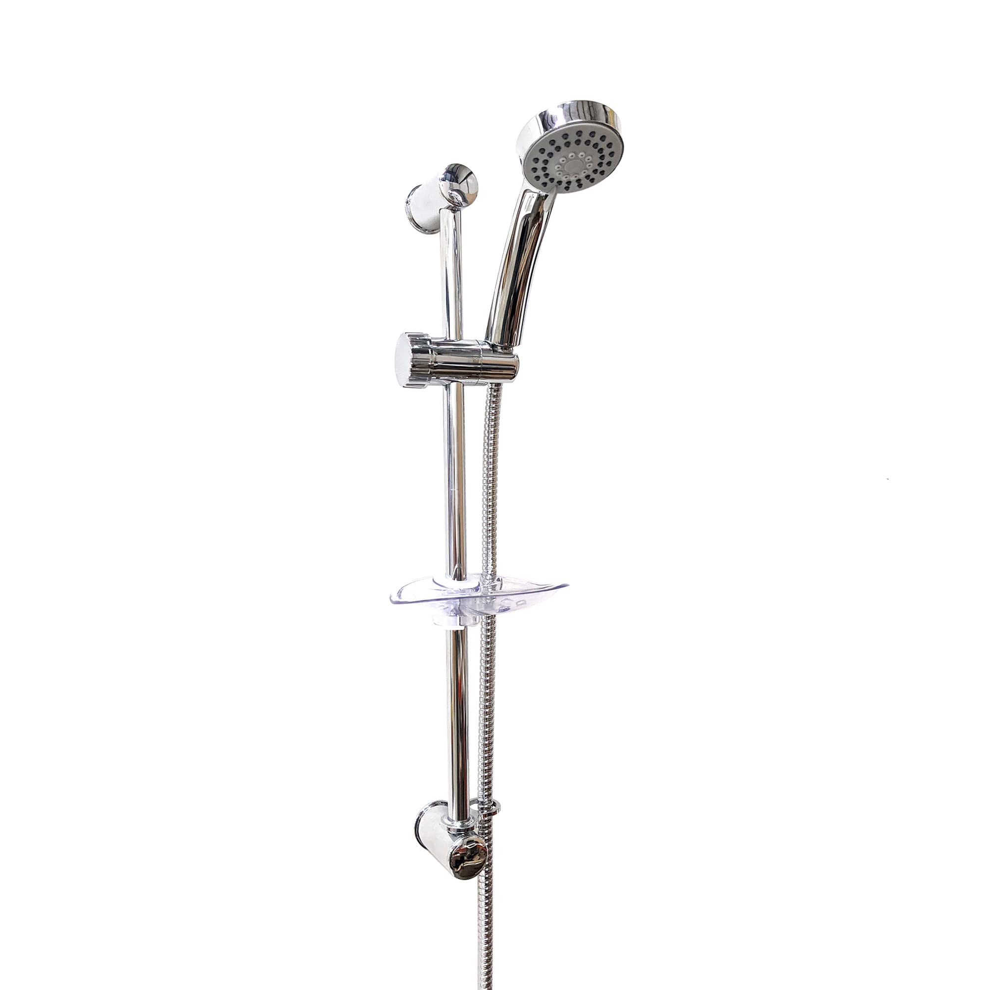Bute Chrome Thermostatic Shower Kit Shower Handset With Adjustable Riser Rail Handheld Shower Hose Bathroom Hand Shower Head Holder & Soap Dish Round Hand Shower Set - Round