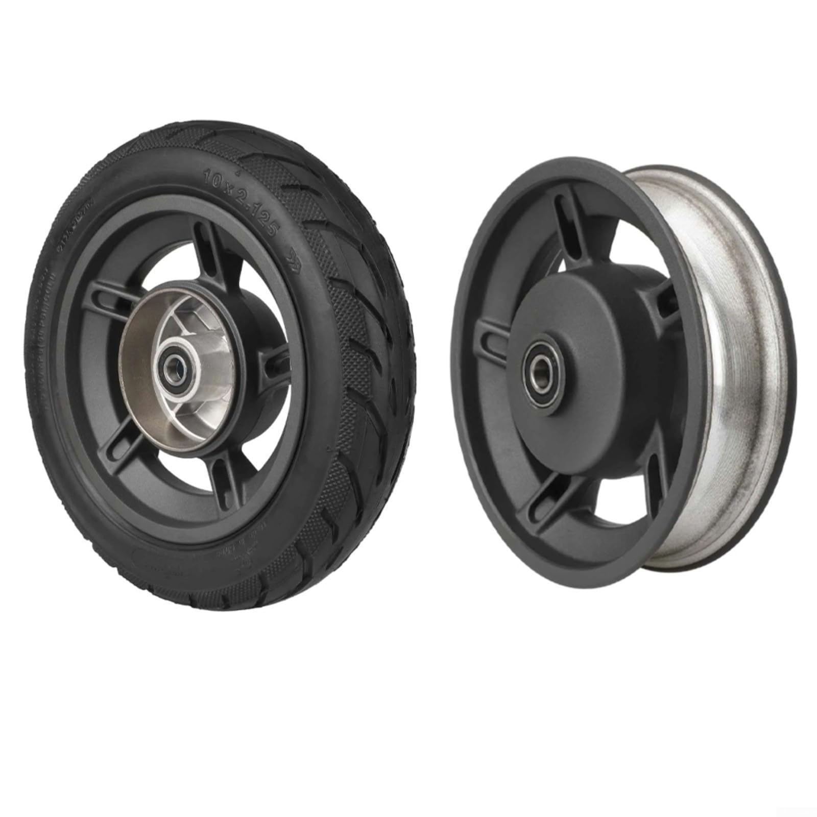 HpLive Aleación de Aluminio Buje de Rueda Montaje con Neumáticos Para Xiaomi Electric Scooter 4 Lite 2ª Generación, Llanta Delantera Trasera Recambio Negro Resistente Ligero