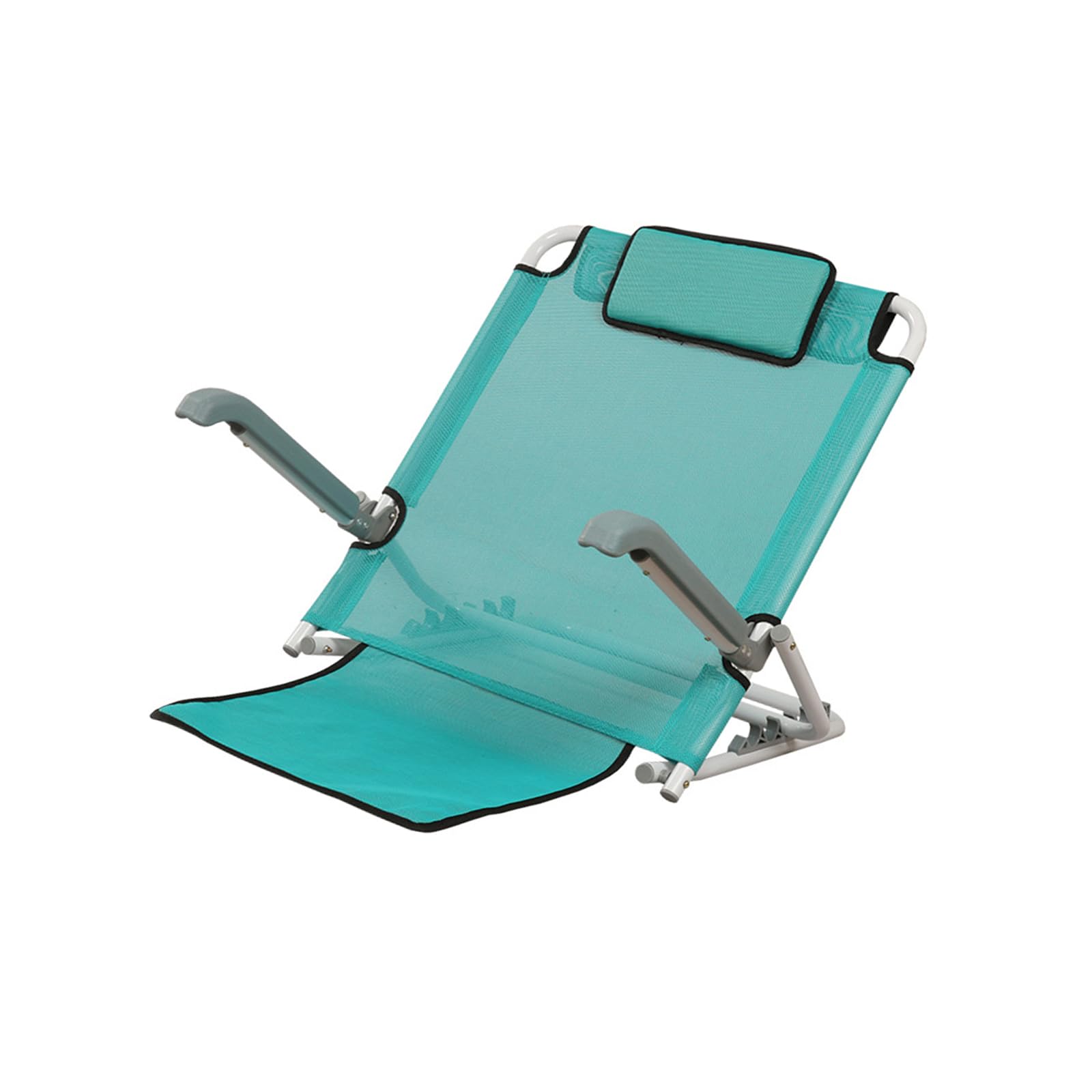 Buxuaaaa Lake Blue Mesh Armre Foldable Backrest Chair Adjustable Angles & Comfortable Folding Lazy Chair For Bed Use For Home & Easy Carry Foldable Lounger