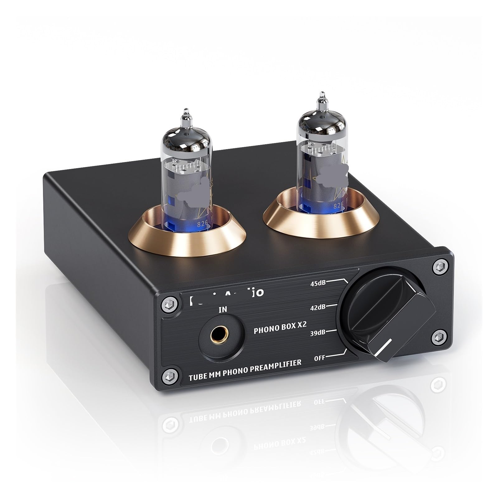 Preamplificatore Phono for Giradischi Fonografo Mini Stereo Audio HiFi Amplificatore a Valvole Box X2 Adatto for Fai da Te(with 5654W Tubes)