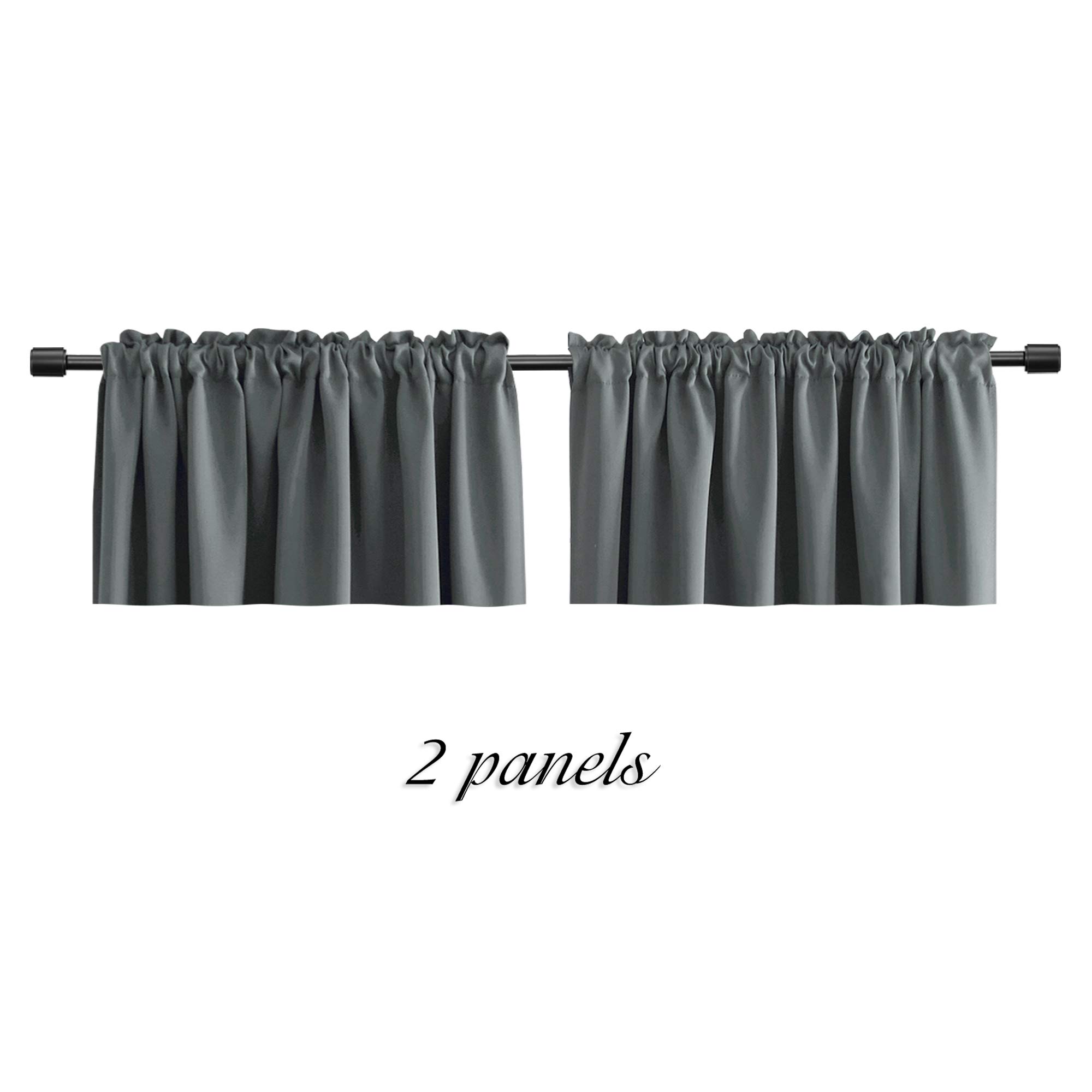 DONREN Lot de 2 cantonnières gris moyen – Cantonnières de sous-sol pour petite fenêtre avec passe-tringle (gay, 132,1 x 40,6 cm (l x L)