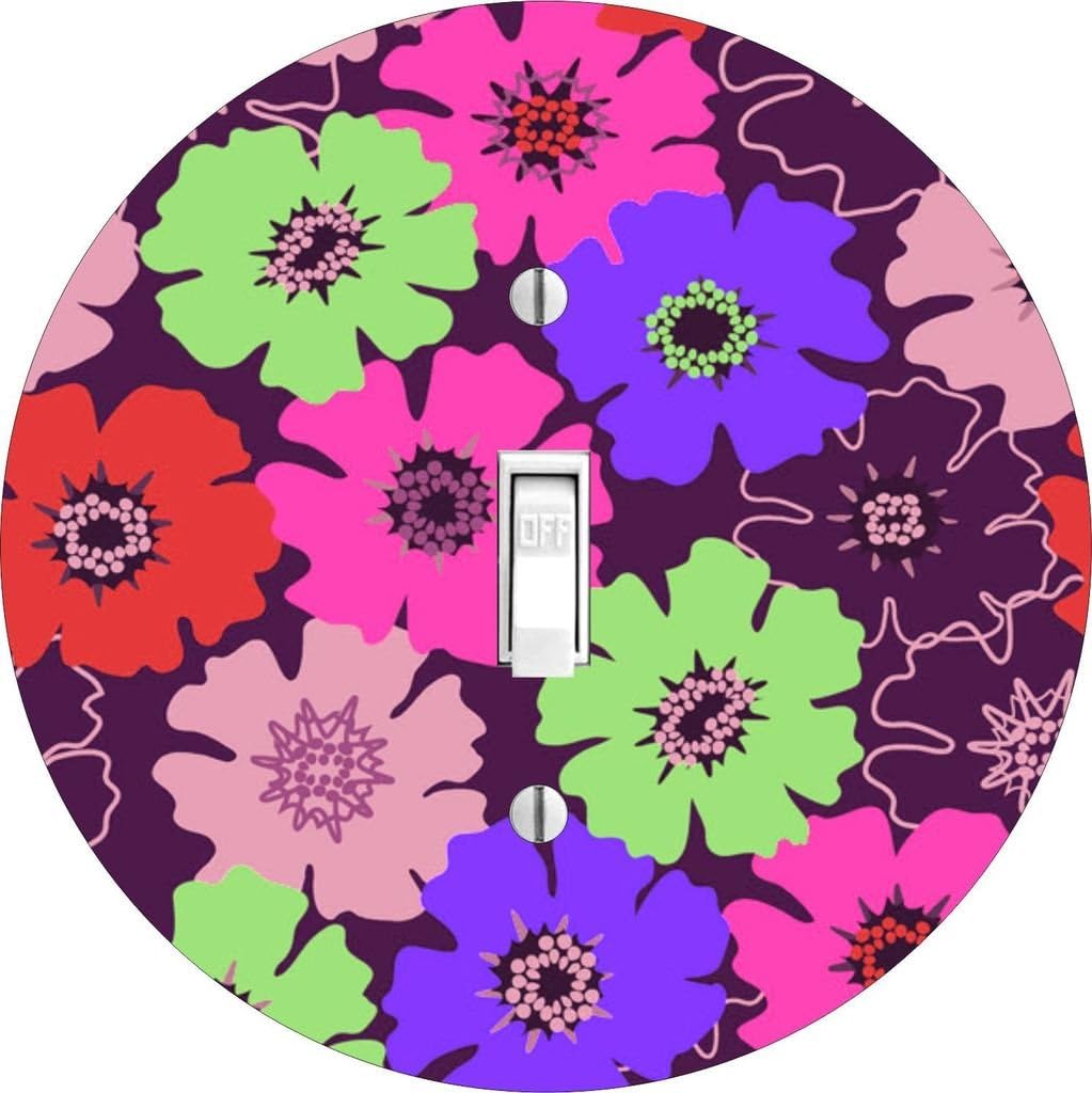 Flower Scribbles Hardboard Light Switch Cover for Single Lightswitch