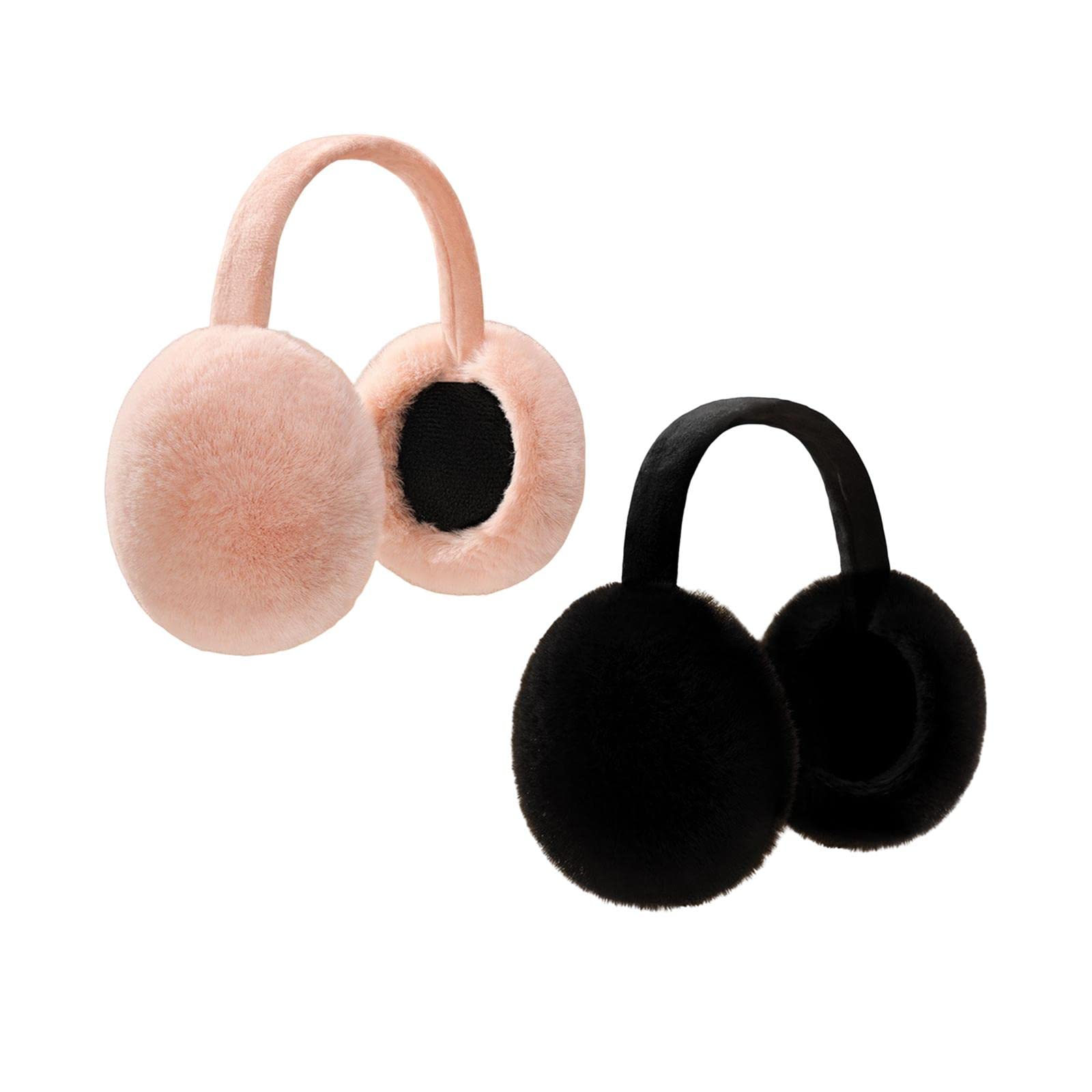 2Pcs Ear Muffs Earmuffs Headband Winter Ear Warmer Black Light Pink|Clothing, Shoes & Accessories | Mens Accessories | Hats