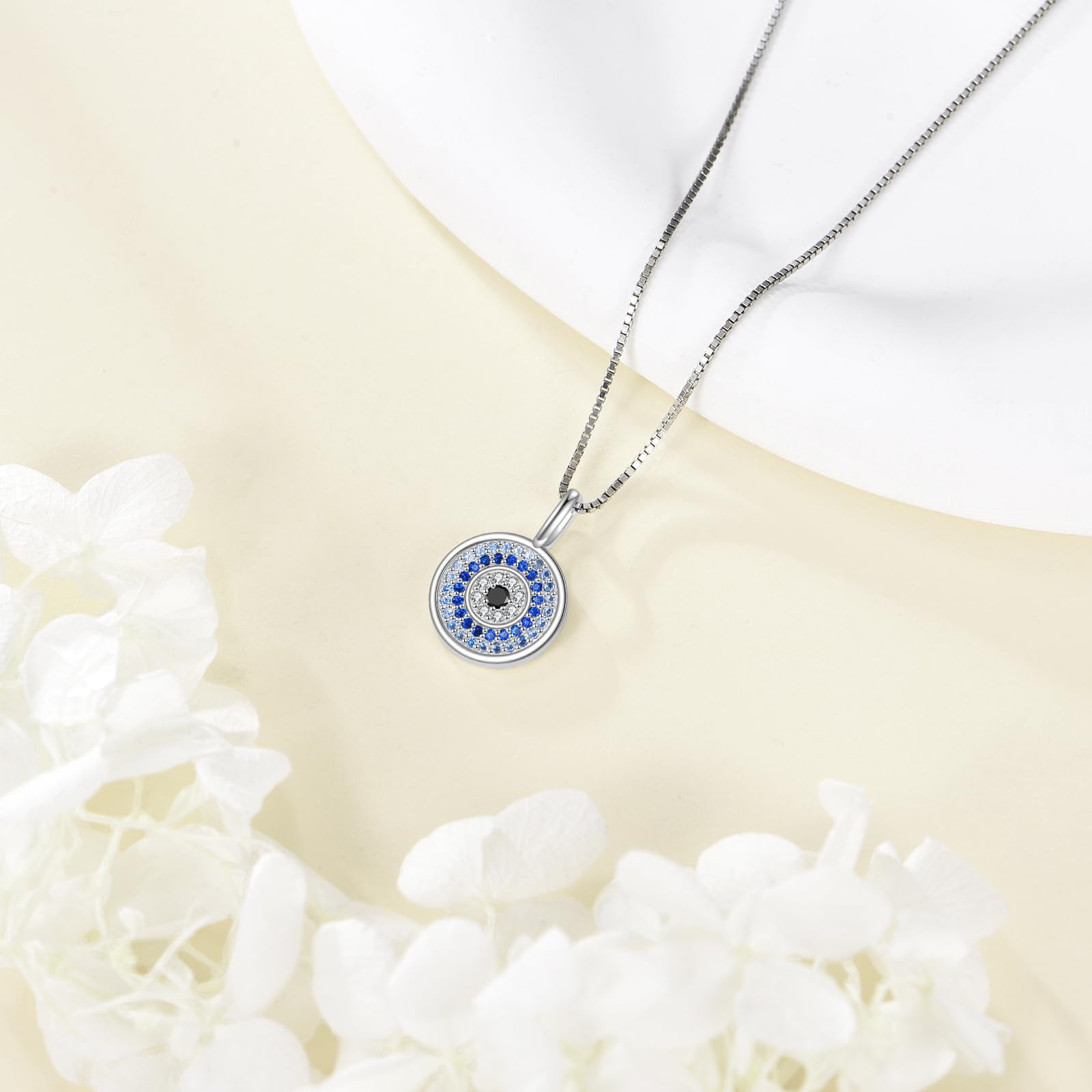 YAFEINI Collar con colgante de ojo de mal en plata de ley 925 griego azul turco con colgante de ojo de mal para mujer