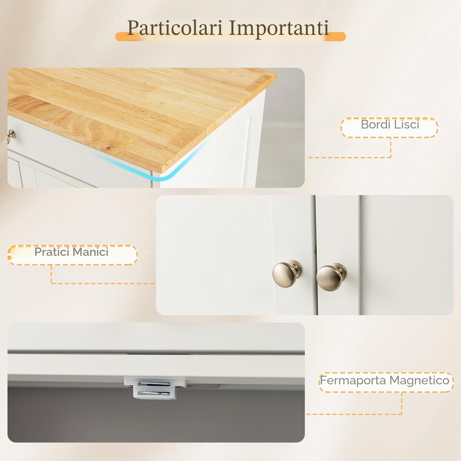 GIANTEX Carrello da Cucina Interno e Esterno, 1 Cassetto + 3 Ante + 3 Porta Vino, Credenza Mobile con 2 Ruote Bloccabili, Salvaspazio, Portata di 30 kg, 67x37x86 cm, 2 Colori (Bianco)