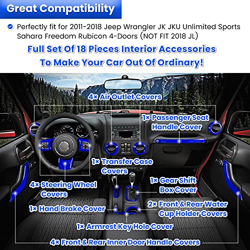image for E-cowlboy 18 PCS Full Set Interior Decoration Trim Kit Steering Wheel 