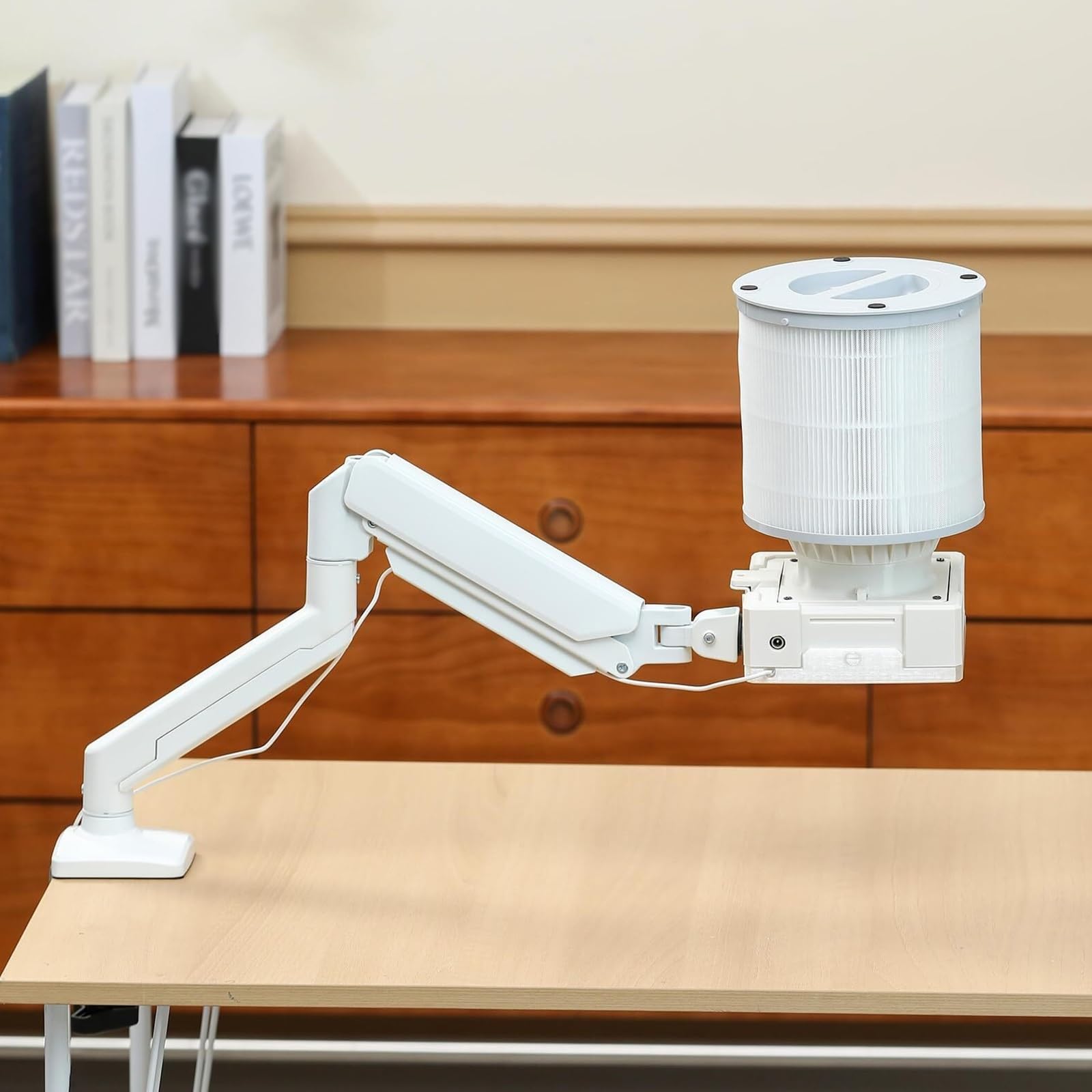 Aspirador de uñas universal de escritorio, con luz LED, soporte metálico de ángulo ajustable, base fija de escritorio, filtro intercambiable, aspirador vertical para salón en casa