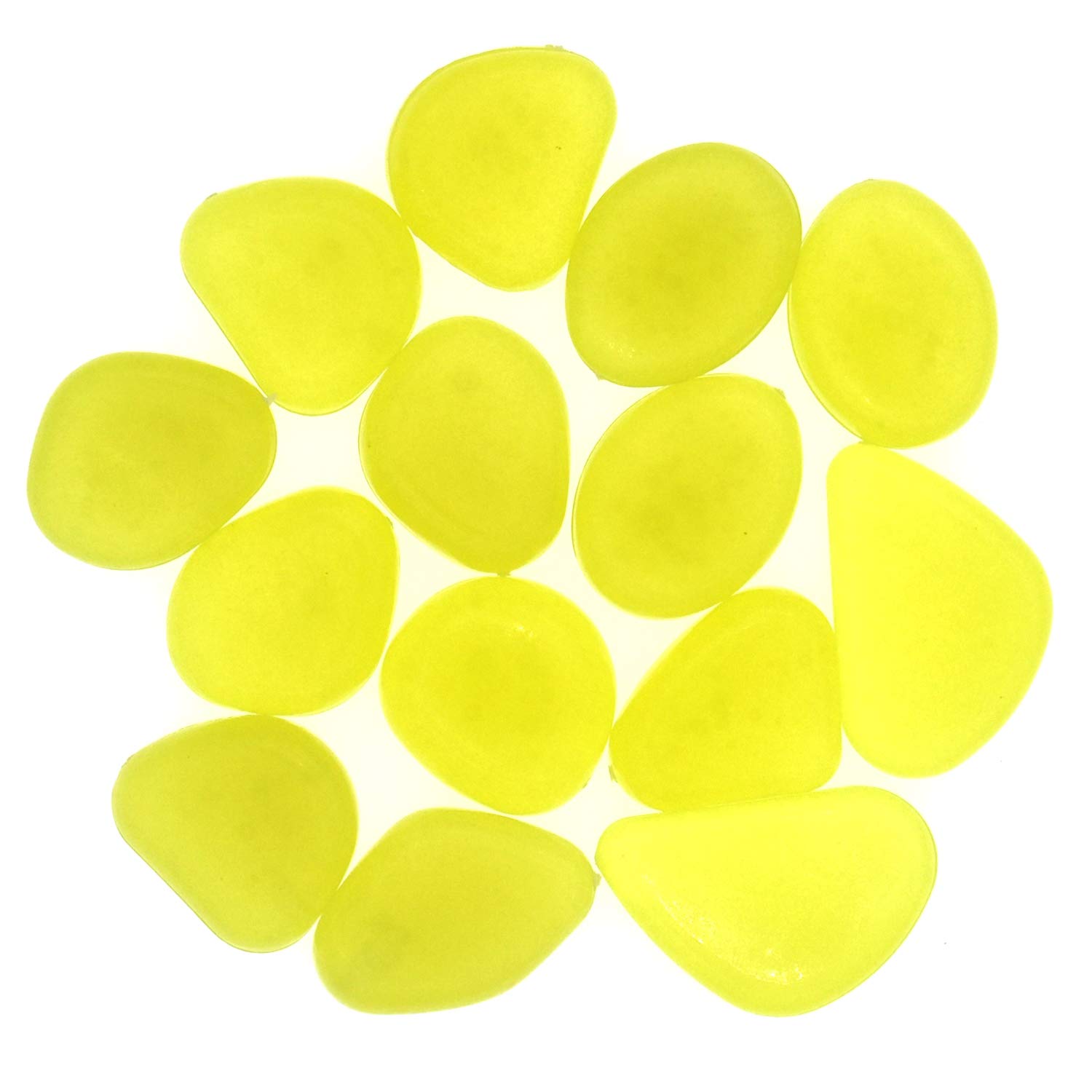 QTTLLI 450Pcs Glow Pebbles Glow in The Dark Decorative Stones Rocks for Garden Path Walkway Yard Fish Tank, Yellow